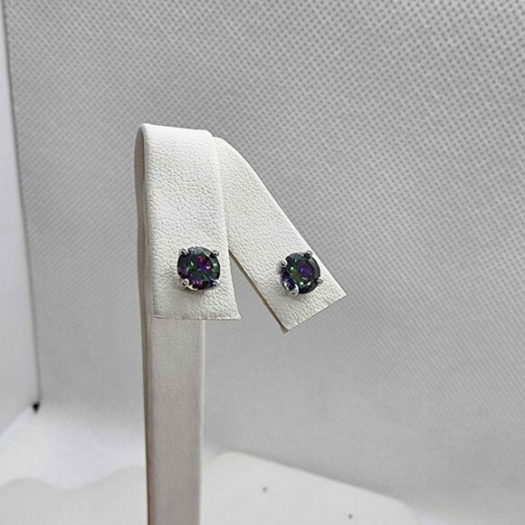 NEW Sterling Silver 925 Multi Color GemStone Studs - Earrings - Picture 2 of 5